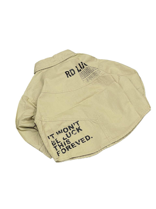 “RD Luck Unisex Kids Oversized Shirt – Stylish Beige Full Sleeve Casual Wear