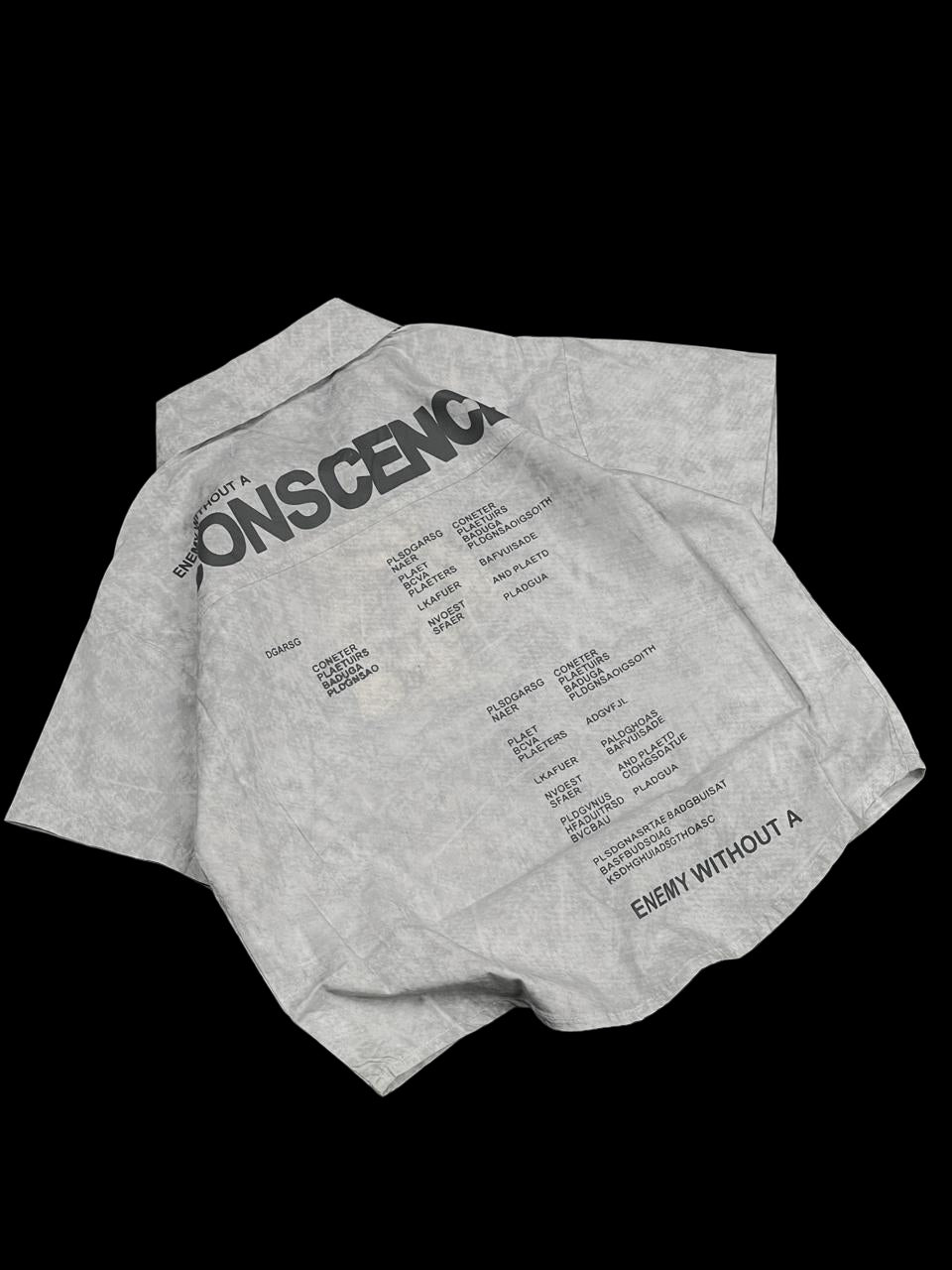 Kids Unisex Graphic Button-Up Oversized Shirt – Grey Short Sleeve Casual Streetwear