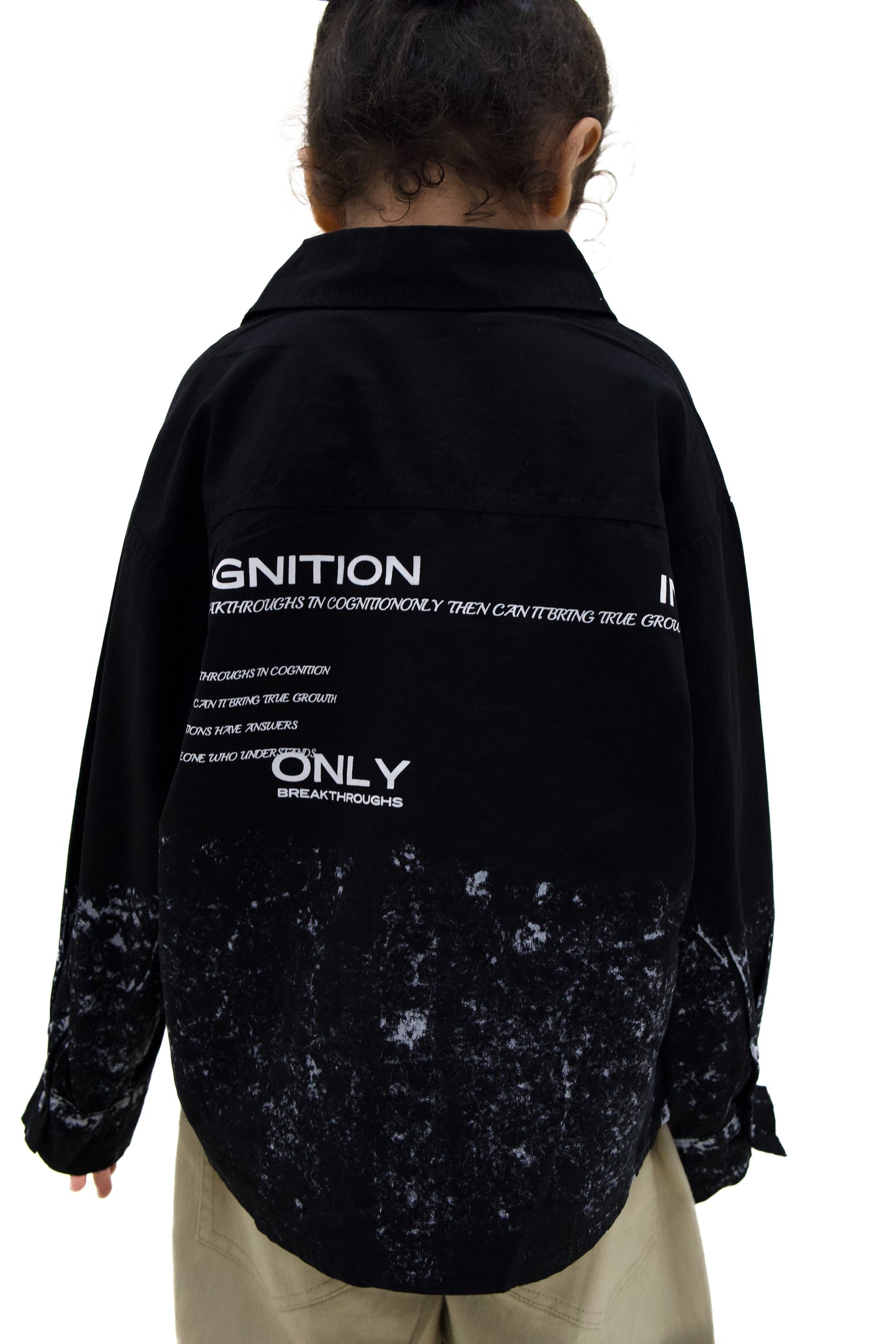 Unisex Black Oversized Graphic Shirt – “Cognition” Streetwear Button-Up