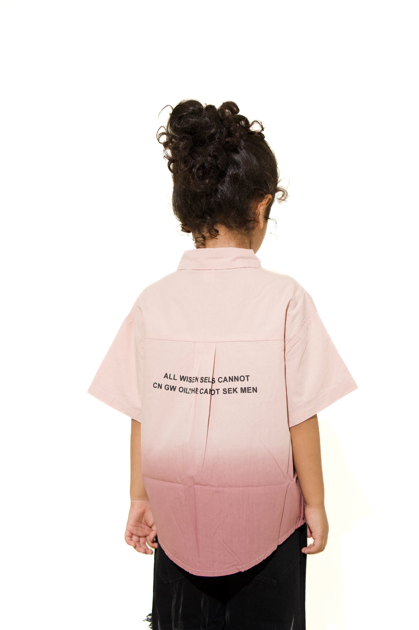 Oversize Unisex Gradient Pink Shirt – Short Sleeve Button-Up Streetwear