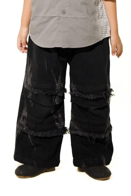 Straight fit Unisex Casual Black Jeans Graphic Street Style