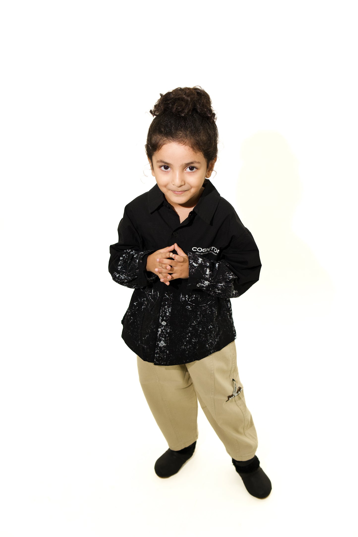 Unisex Black Oversized Graphic Shirt – “Cognition” Streetwear Button-Up