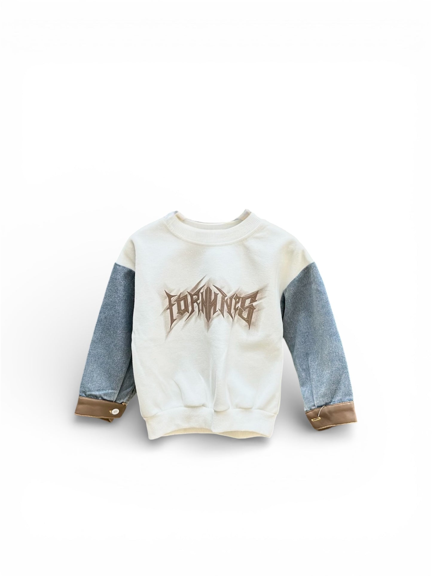 Printed Kids Sweatshirt (Leather)sleeve cuff