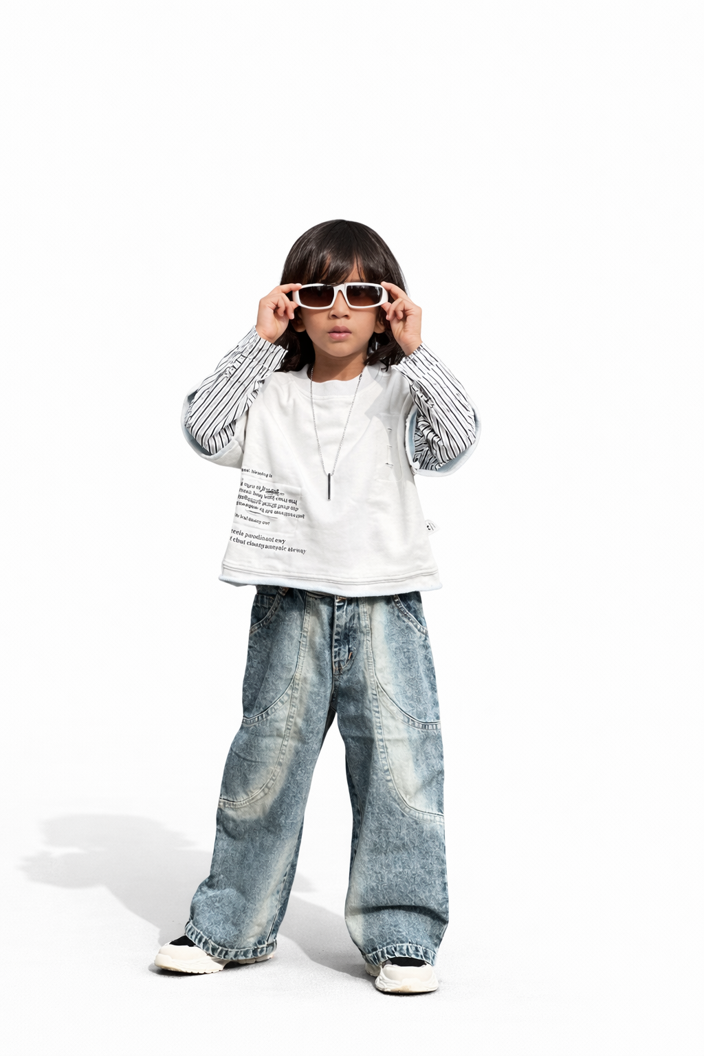 Oversized unisex Sweatshirt | Layered Sleeve Distressed Design