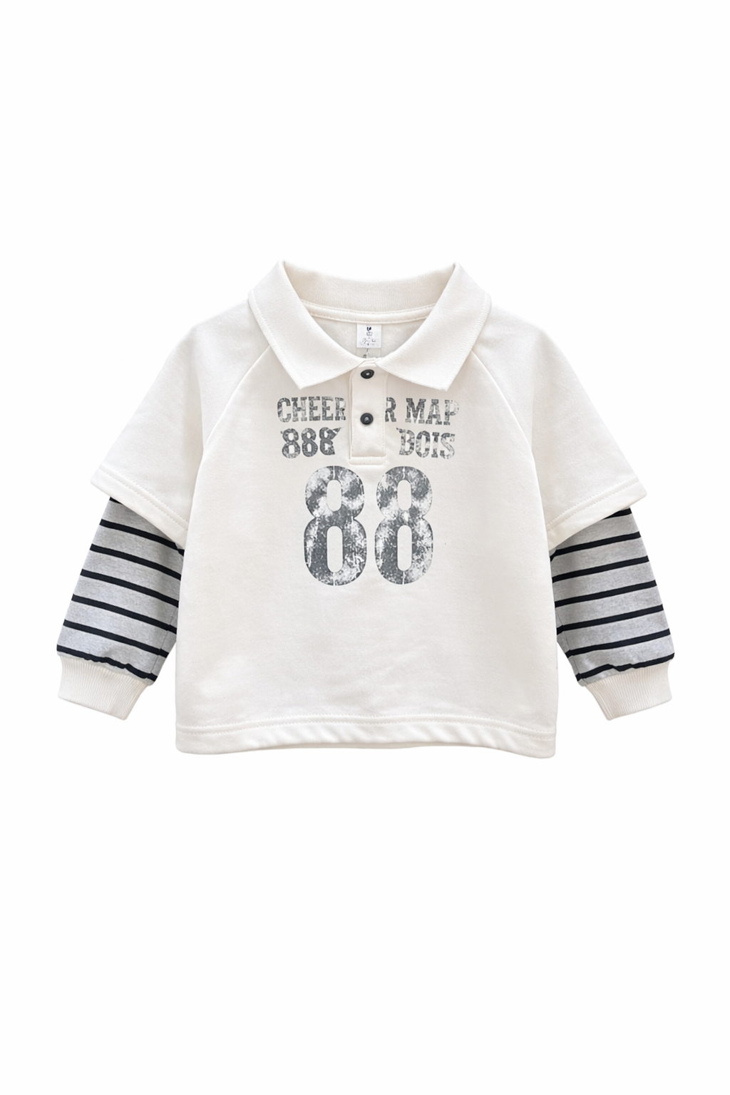 Polo Style Striped Sleeve sweatshirt