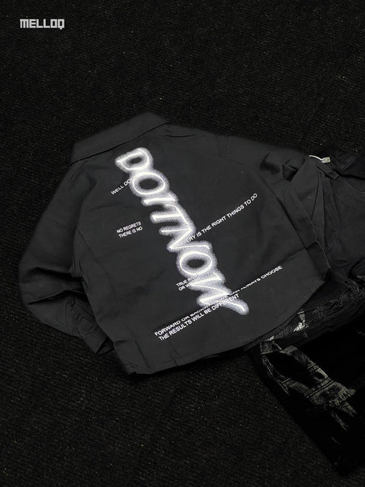 Kids Unisex Black Designer Shirt – Long Sleeve Embroidered Street Style Outfit