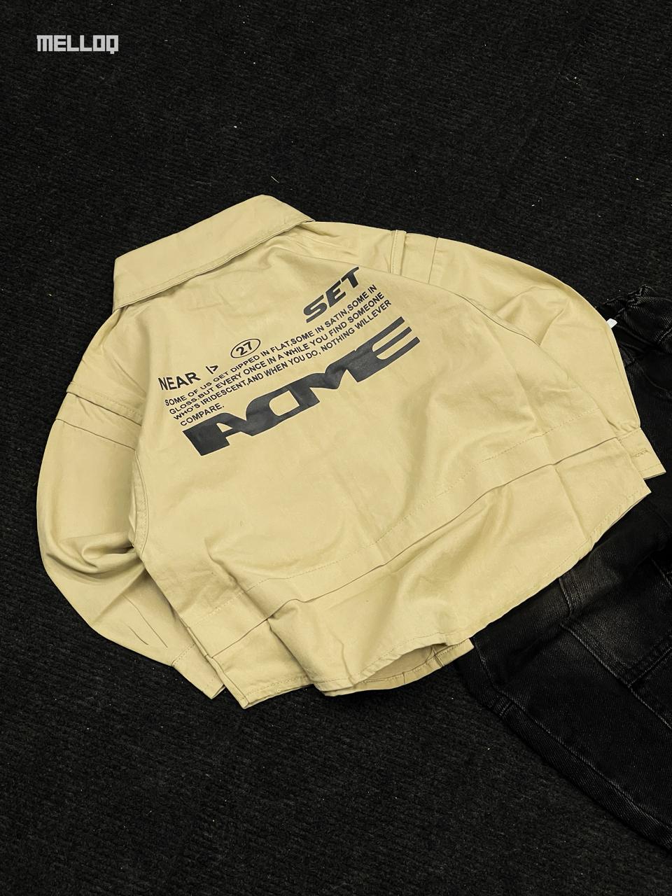 Kids Unisex Beige Utility Pocket Shirt – Long Sleeve Button-Up Casual Outfit