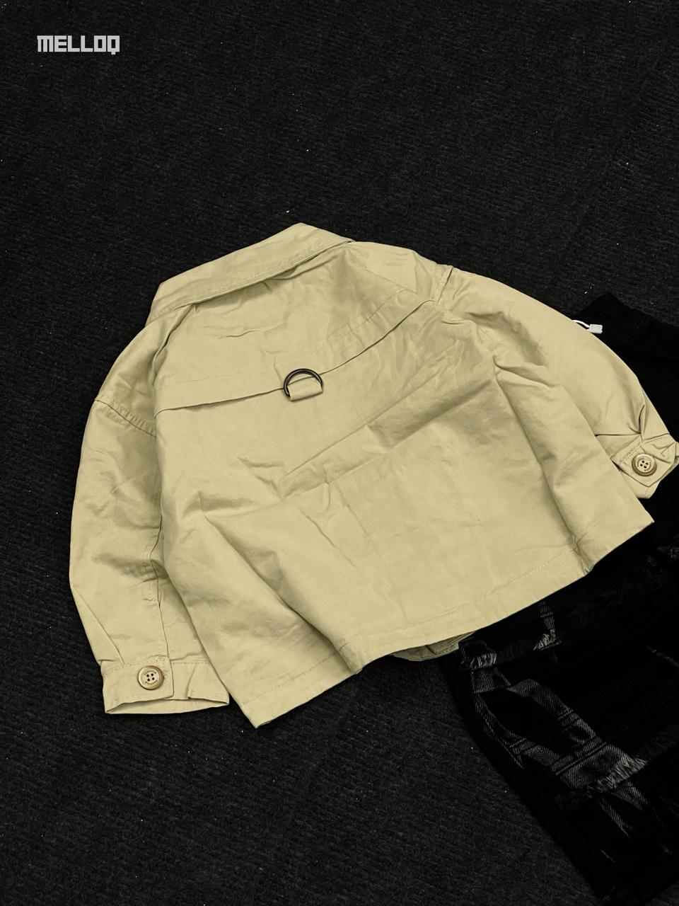 Trendy Unisex Kids Beige jacket with Button Closure & Dual Pockets – Smart Casual Look