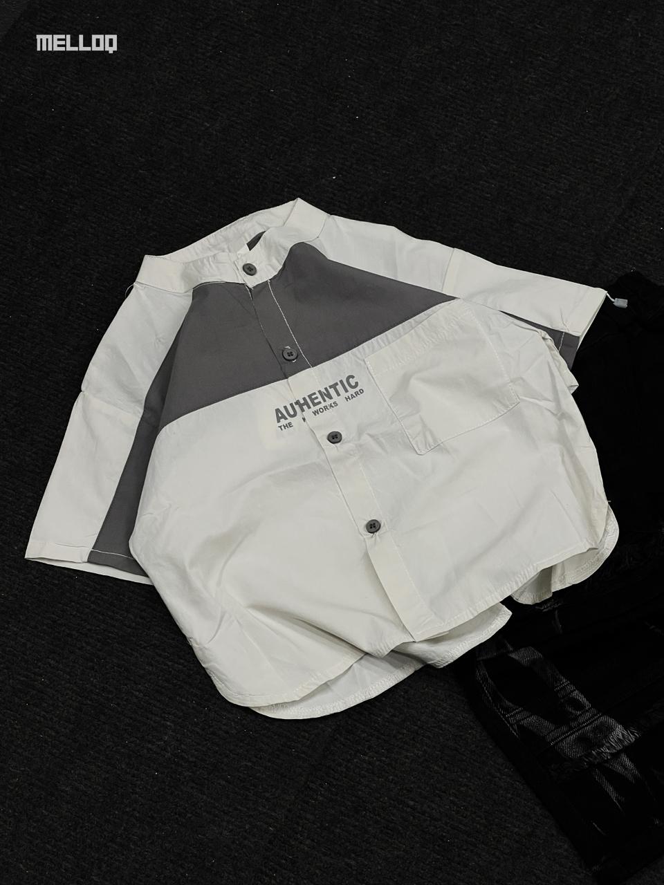 Kids Unisex Shirt – Grey and White Short Sleeve Casual Streetwear 