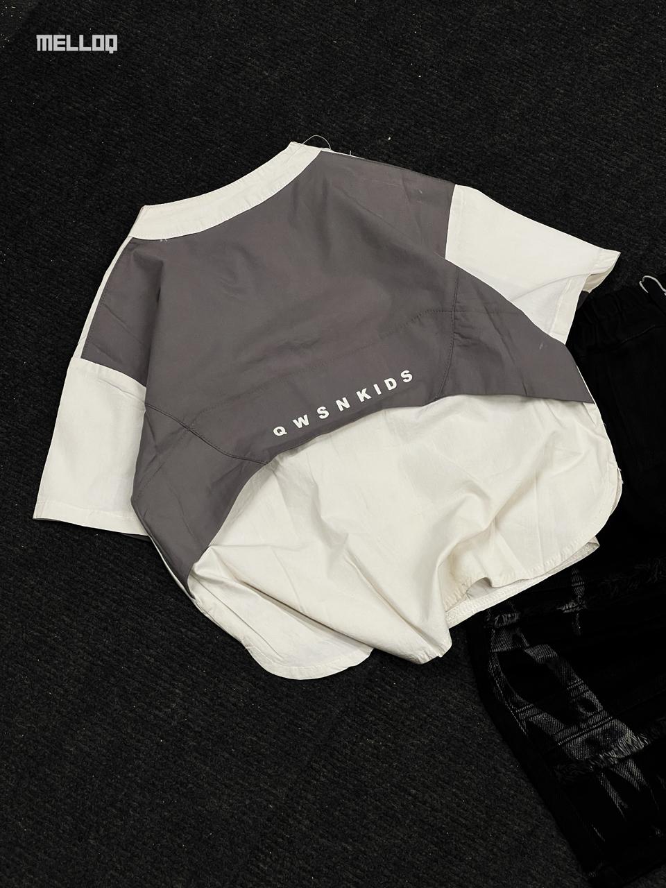 Kids Unisex Shirt – Grey and White Short Sleeve Casual Streetwear 